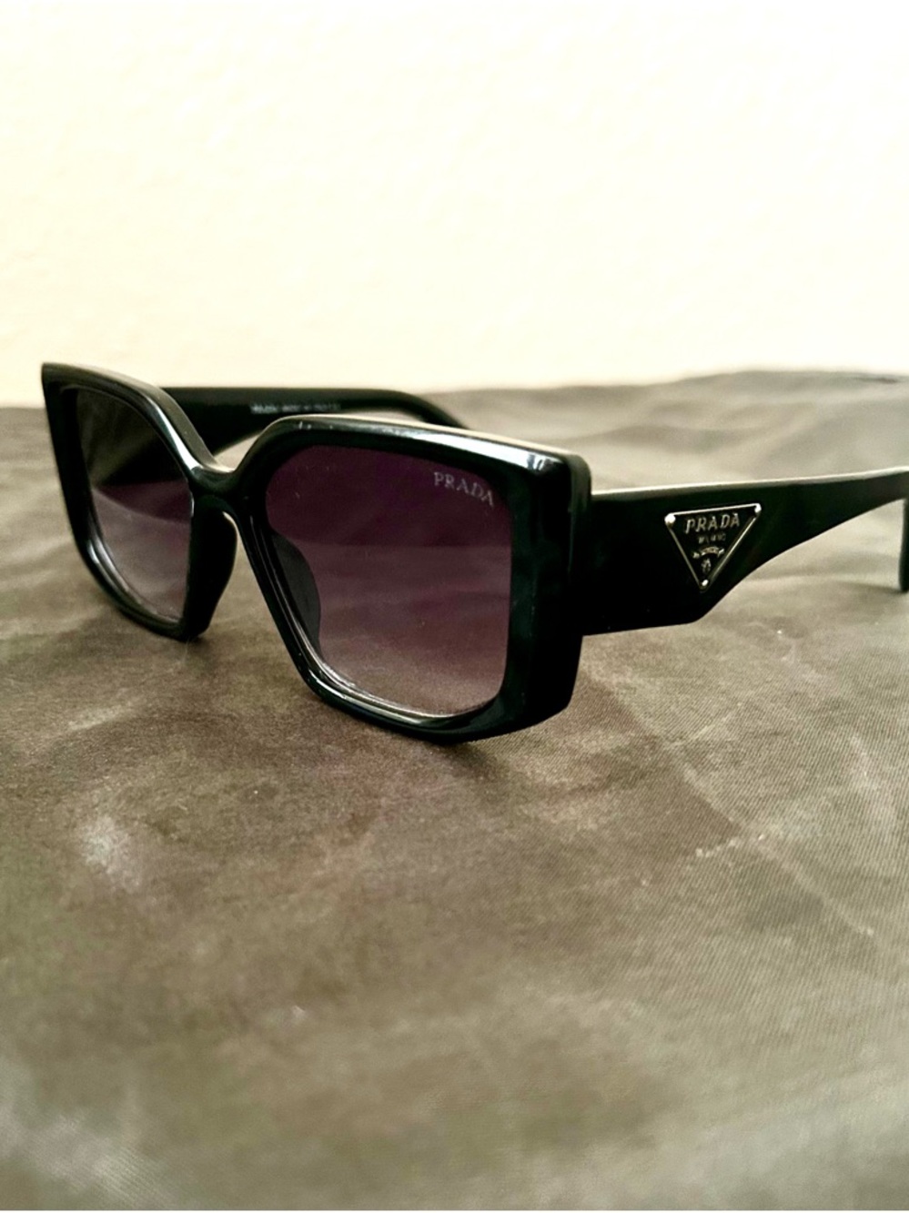 Prada Unisex Triangle Logo Acetate Sunglasses